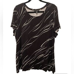 Alfani Black and White Abstract Crew Neck T-shirt Size 2X